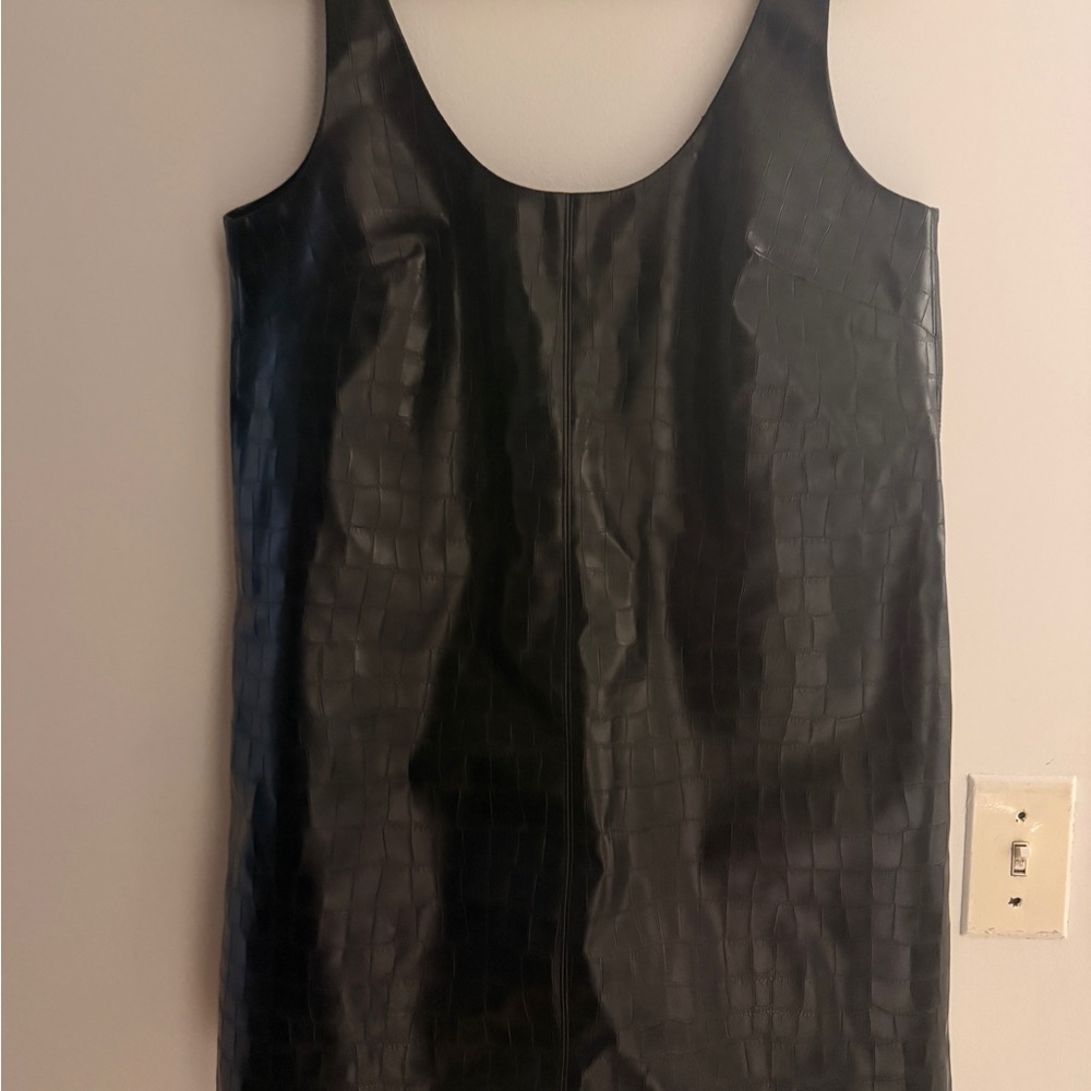 H&M Black Faux Leather Mini Dress